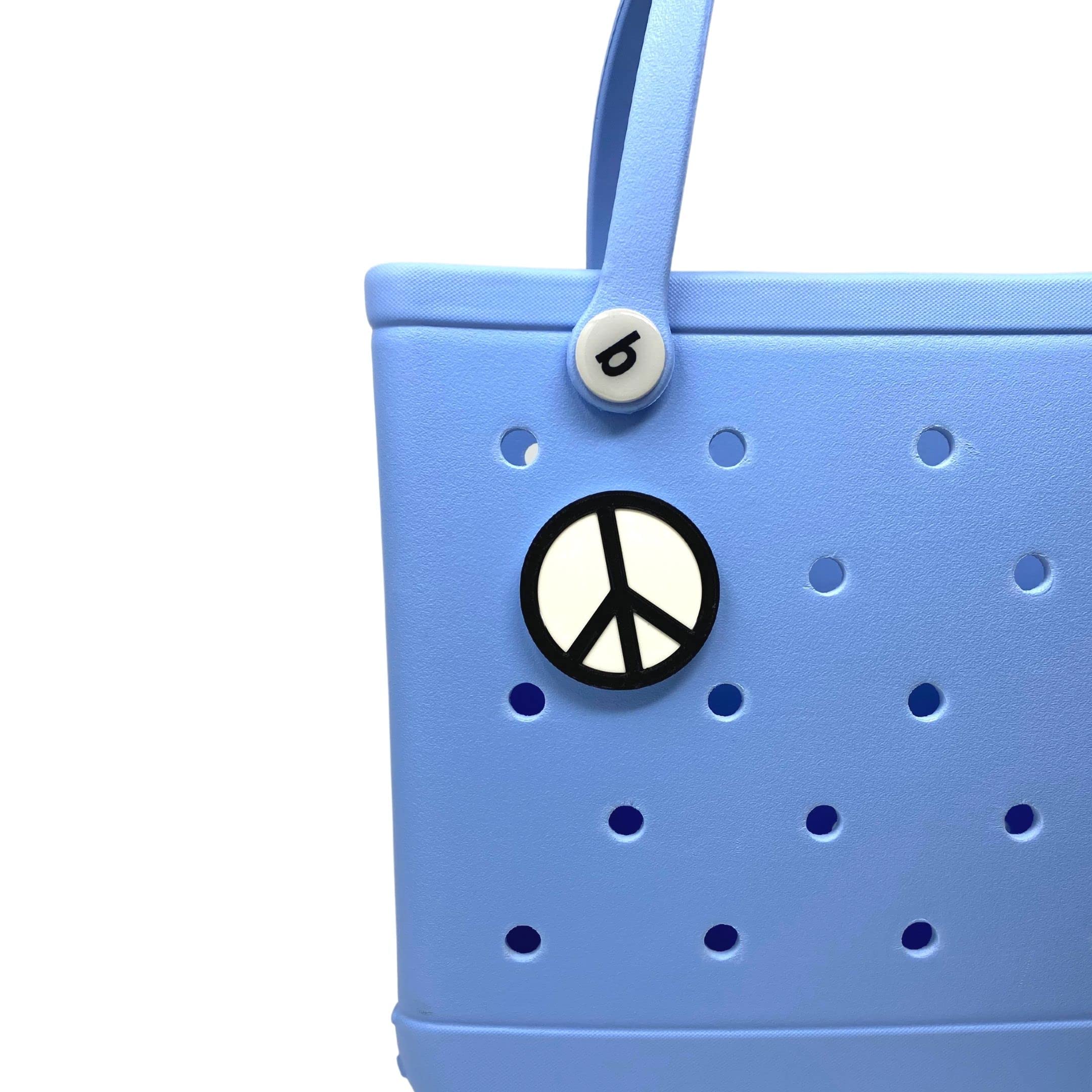 FRESHe BOGLETS - Peace Sign Charm Compatible with Bogg Bags, Simply Southern and Other Similar Tote Bags.