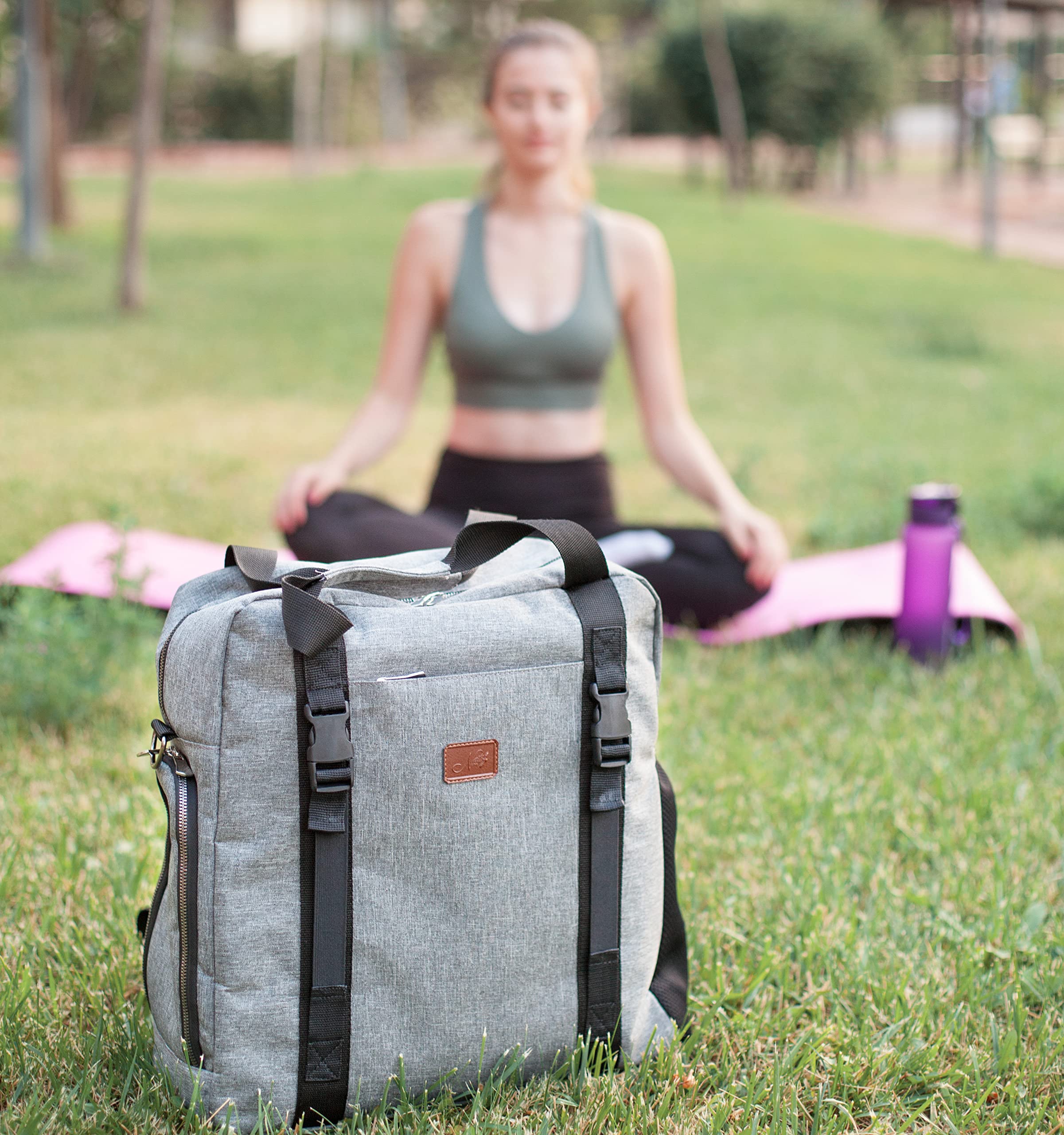 NATI LINE Yoga Mat Backpack. New zipper, more stronger and durable! Yoga mat carrier. Yoga backpack with Adjustable elastic straps to hold Yoga Mats. Multi Purpose bag For Office, Yoga, Travel and Gym