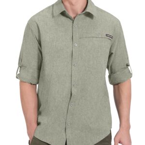 Little Donkey Andy Men's Quick Dry Hiking Shirt, Lightweight Long Sleeve Travel Shirt, Air-Holes Tech Laurel Oak Heather XXXL