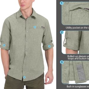 Little Donkey Andy Men's Quick Dry Hiking Shirt, Lightweight Long Sleeve Travel Shirt, Air-Holes Tech Laurel Oak Heather XXXL