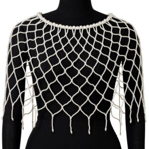 BABEYOND Pearl Cape for Women Evening Shawl Beaded Night Vintage Cover Up for Party