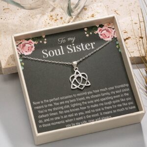 RareLove Soul Sister Gift for Women, Friendship 925 Sterling Silver Sister Celtic Knot Infinity Heart Necklace, Best Friend Birthday Gifts