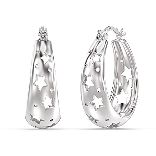 LeCalla Sterling Silver Filigree Hoops Earring | 925 Hoop Earrings for Women's | Small Oval Star Cut Chunky Filigree Earring Hoops for Women - 20mm