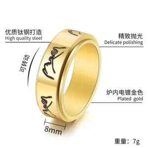 QINGDUO Her Weirdo&His Crazy 2Pcs Set of Matching Pinky Promise Pinky Swear Rings for Couples High Polish Stainless Steel Meditation Spinner Fidget Engagement Wedding Band Gift,Silver