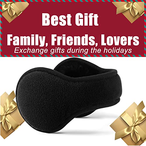 GERGELLA Ear Warmers For Men Women Foldable Fleece Unisex Winter Warm Earmuffs For Cold Winters,Biking,Adjustable,Protects Ears (Black-2 PSC)