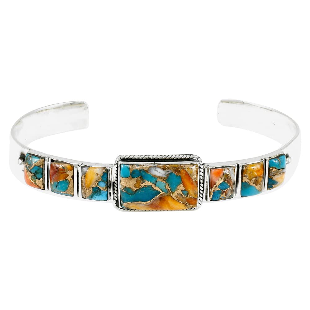 Turquoise Bracelet Sterling Silver 925 Genuine Turquoise (Spiny Turquoise)