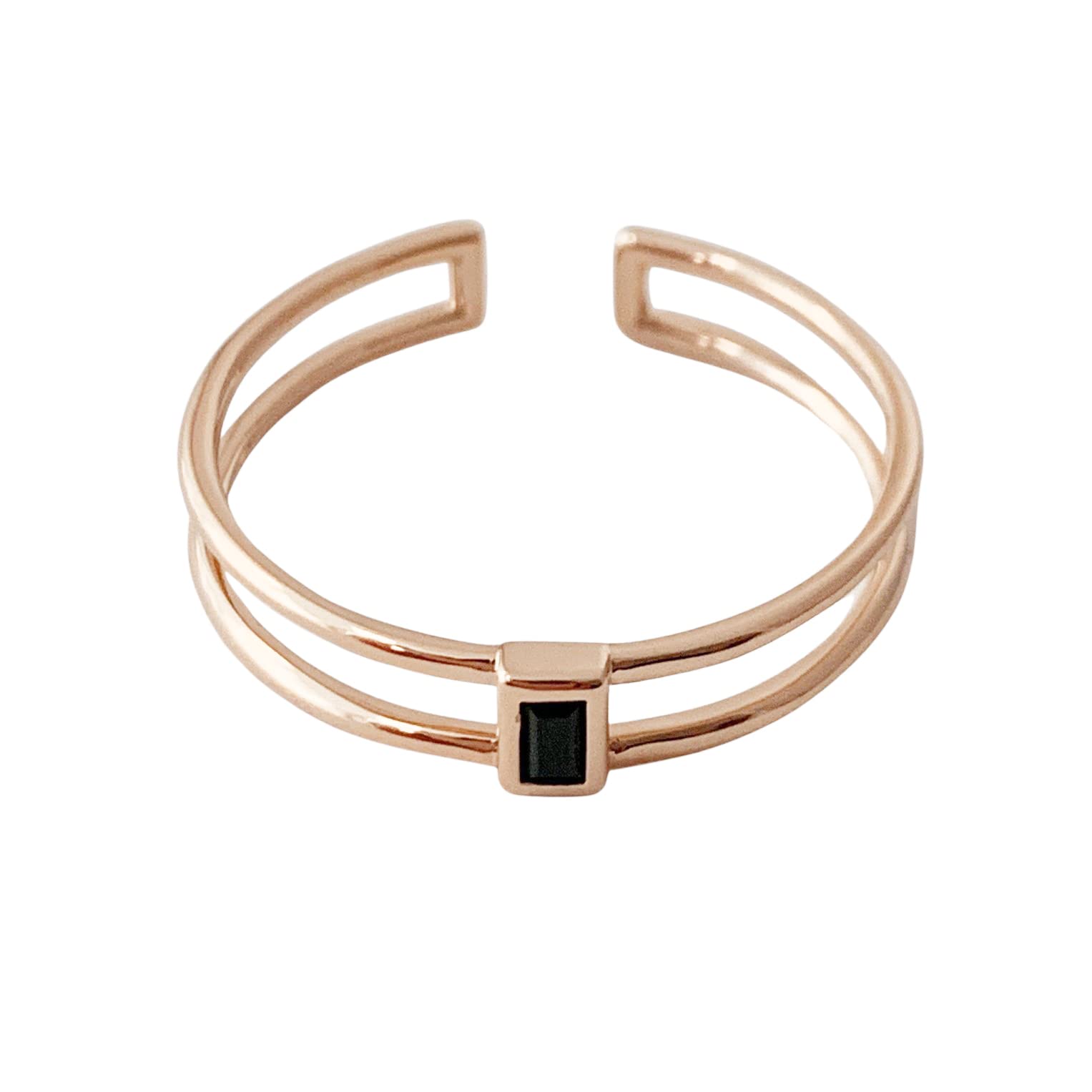 Honeycat Genevieve Double Stack Black Crystal Ring in Gold, Rose Gold, or Silver | Minimalist, Delicate Jewelry (RG, SM)