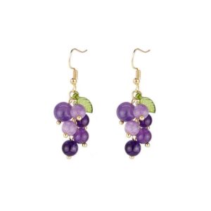 simulation fruit earrings creative cute fruits dangle drop earrings grape strawberry cute earrings handmade lovely cherry tassel dangle drop earrings for women -grape