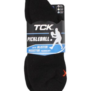 TCK Pickleball Quarter Crew Socks Blister Resistance (Black, Large)