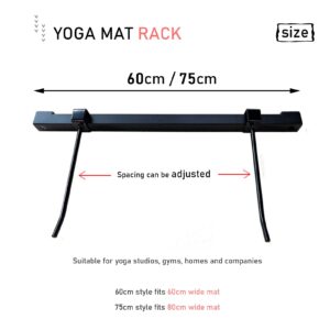 Drsyffsup Yoga Mat Holder Wall Mount for Hanging Yoga Pad，Holds 20 Sheets，Home Gym Yoga Mat Metal Holder for Exercise Accessories Foam Roller Straps Bands (Size : 23.6inch(60cm))