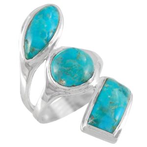 Turquoise Ring Sterling Silver 925 Genuine Gemstones Size 6 to 11 (Turquoise) (8)