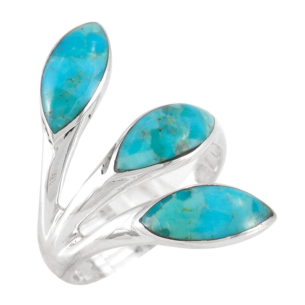 Turquoise Ring Sterling Silver 925 Genuine Gemstones Size 6 to 11 (Turquoise) (8)