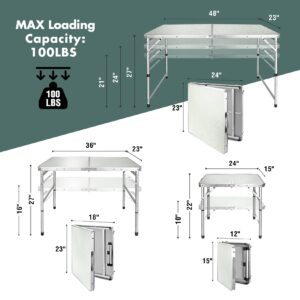 VILLEY Folding Camping Table, 3ft Small Portable Lightweight Outdoor Table +