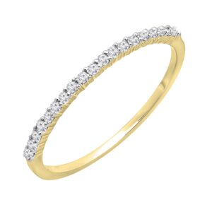 dazzlingrock collection igi certified round white diamond anniversary ring for women (0.15 ctw) in 14k yellow gold, size 8