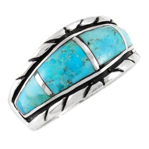 turquoise ring sterling silver 925 genuine gemstones size 6 to 11 (turquoise) (11)