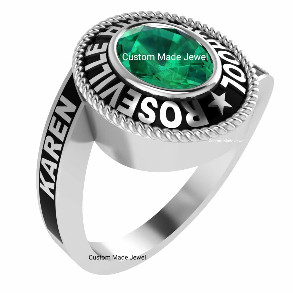 Custom class ring for Girl Women High School College University 2022 2023 2024 2025 2026 Graduation personalized gift Customized for her sterling silver