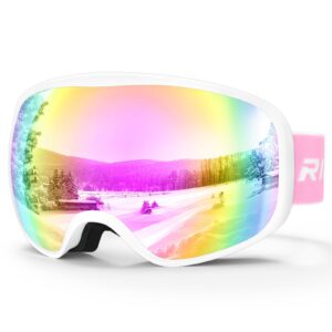 RIOROO Kids Ski Goggles, Toddler Ski Goggles Snowboard Goggles For Boys Girls Aged 3-14, 100% UV Protection OTG Ski Goggles