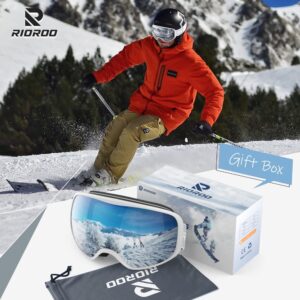 RIOROO Ski Goggles Snowboard Goggles for Men Women Adults Youth,Over Glasses OTG/100% UV Protection/Anti-fog/Wide Vision