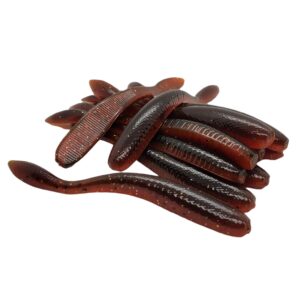 products 4.1" action worm - qty 10/pack (firebelly - dark top with red/orange belly laminate)