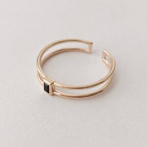 Honeycat Genevieve Double Stack Black Crystal Ring in Gold, Rose Gold, or Silver | Minimalist, Delicate Jewelry (RG, SM)