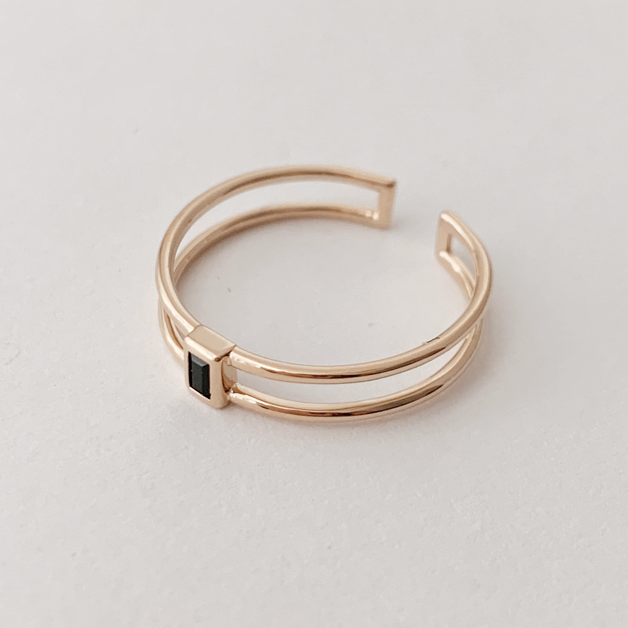 Honeycat Genevieve Double Stack Black Crystal Ring in Gold, Rose Gold, or Silver | Minimalist, Delicate Jewelry (RG, SM)