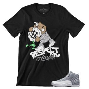 Jordan 12 Stealth Men's T Shirt to Match Respect My Hustle, Shirt to Match Jordan 12 Stealth Gift Jordan 12s Tee White