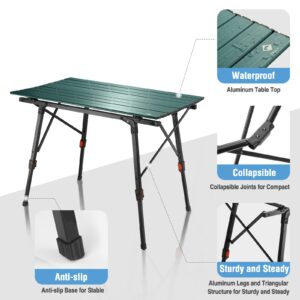 VILLEY Portable Camping Table with Adjustable Legs and Camping Sleeping Bag for Adults Boys and Girls