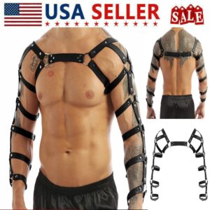 MEACOBRY Harness for Men Punk Adjustable Leather Chest Harness Belt Clubwear