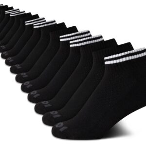 AND1 Boys' Socks - Athletic Cushion Quarter Cut Socks (16 Pack), Size Small-Medium, Solid Black