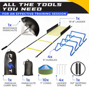 Speed & Agility Training Set - Agility Ladder, Cones Hurdle Set, Parachute for Speed Training, Basketball Training Equipment, Soccer Training Equipment, Agility Training Equipment, Resistance Bands