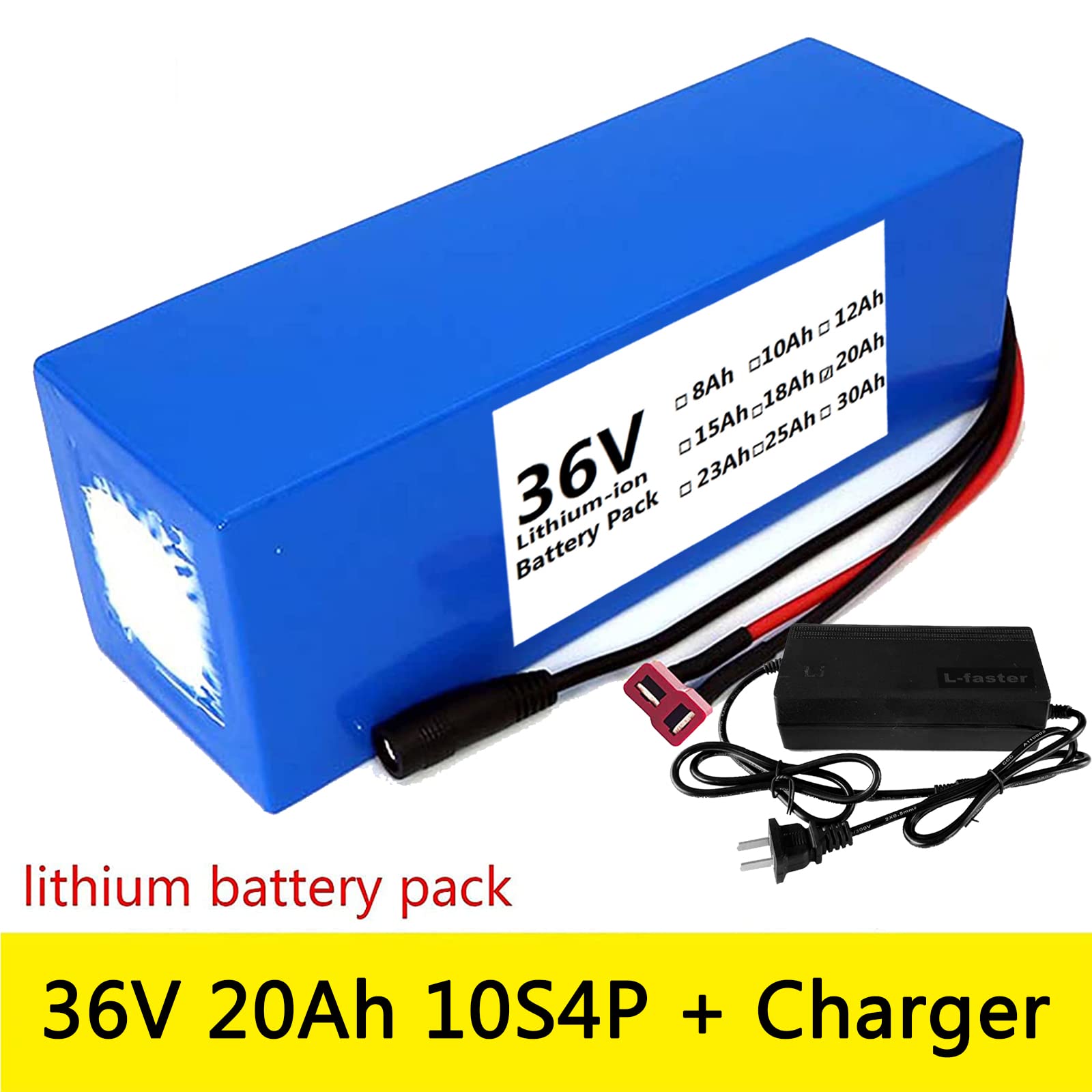 FREEDOH 20AH 36V E-Bike Battery Li-ion Electric Street Bikes Battery Pack for 250W 350W 500W 700W Electric Bikes Motor Kits Battery w/Charger,T