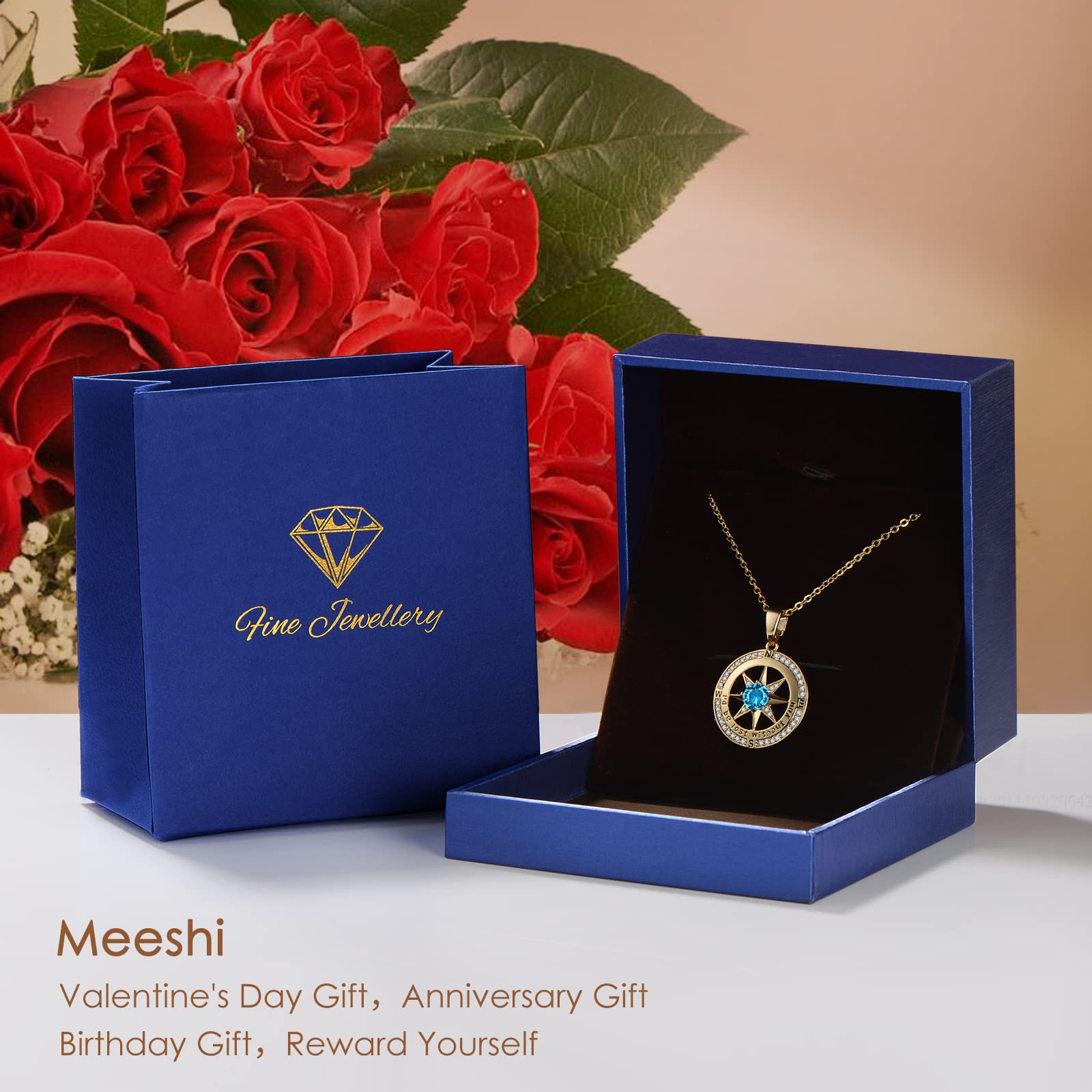 Meeshi Gold Jewelry for Women Valentine's Day Gifts Necklaces Anniversary Birthday Gifts for Her Mother's Day Christmas Gift for Her Gifts for Women (Gold-Dec-Turquoise)