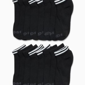 AND1 Boys' Socks - Athletic Cushion Quarter Cut Socks (16 Pack), Size Small-Medium, Solid Black