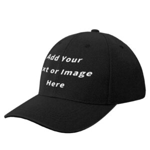 Personalized Custom Baseball Caps Unisex Men Women Dad Hat Add Your Text Image Name Number Peak Hat for Unique Gift Black