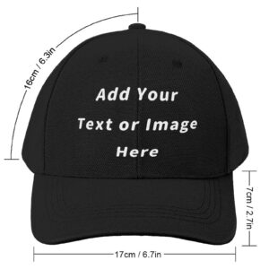 Personalized Custom Baseball Caps Unisex Men Women Dad Hat Add Your Text Image Name Number Peak Hat for Unique Gift Black