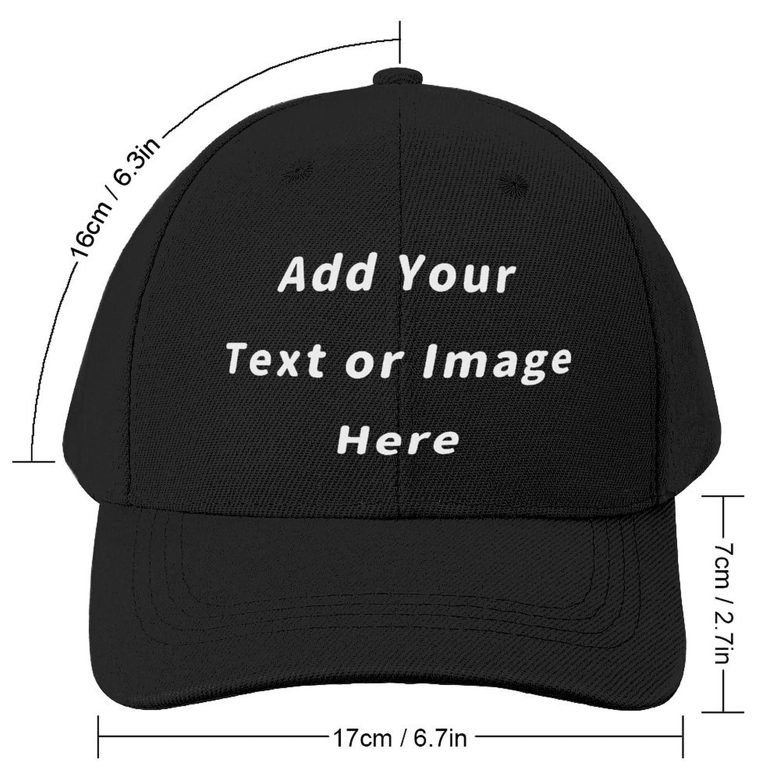 Personalized Custom Baseball Caps Unisex Men Women Dad Hat Add Your Text Image Name Number Peak Hat for Unique Gift Black