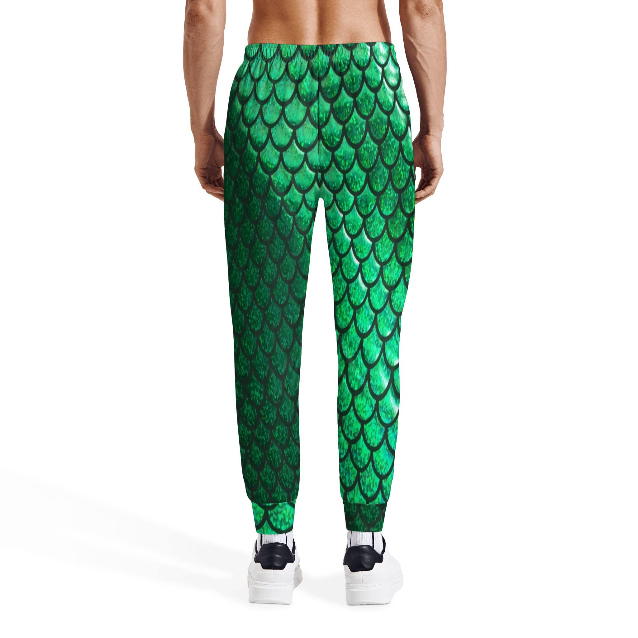 ISMV Fish Scale Pants Men's Sweatpants Halloween Pants Jogger Pants Costumes Running Pants Medium Green