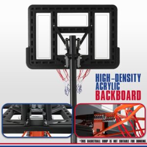 Monibloom Basketball Hoop Outdoor 7ft- 10ft Adjustable with 43 Inch Backboard Wheels Fillable Base, Basketball Equipment for Youth & Adults Indoor Outdoor Use, Black