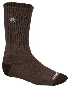 bamboo sports premium bamboo crew work socks- moisture wicking, odor eliminating brown tweed crew socks for men size 9-12 - 3 pair