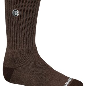 Bamboo Sports Premium Bamboo Crew Work Socks- Moisture Wicking, Odor Eliminating Brown Tweed Crew Socks for Men Size 9-12 - 3 Pair