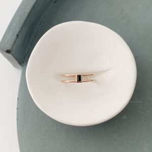 Honeycat Genevieve Double Stack Black Crystal Ring in Gold, Rose Gold, or Silver | Minimalist, Delicate Jewelry (RG, SM)