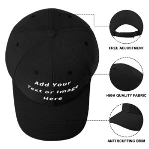 Personalized Custom Baseball Caps Unisex Men Women Dad Hat Add Your Text Image Name Number Peak Hat for Unique Gift Black