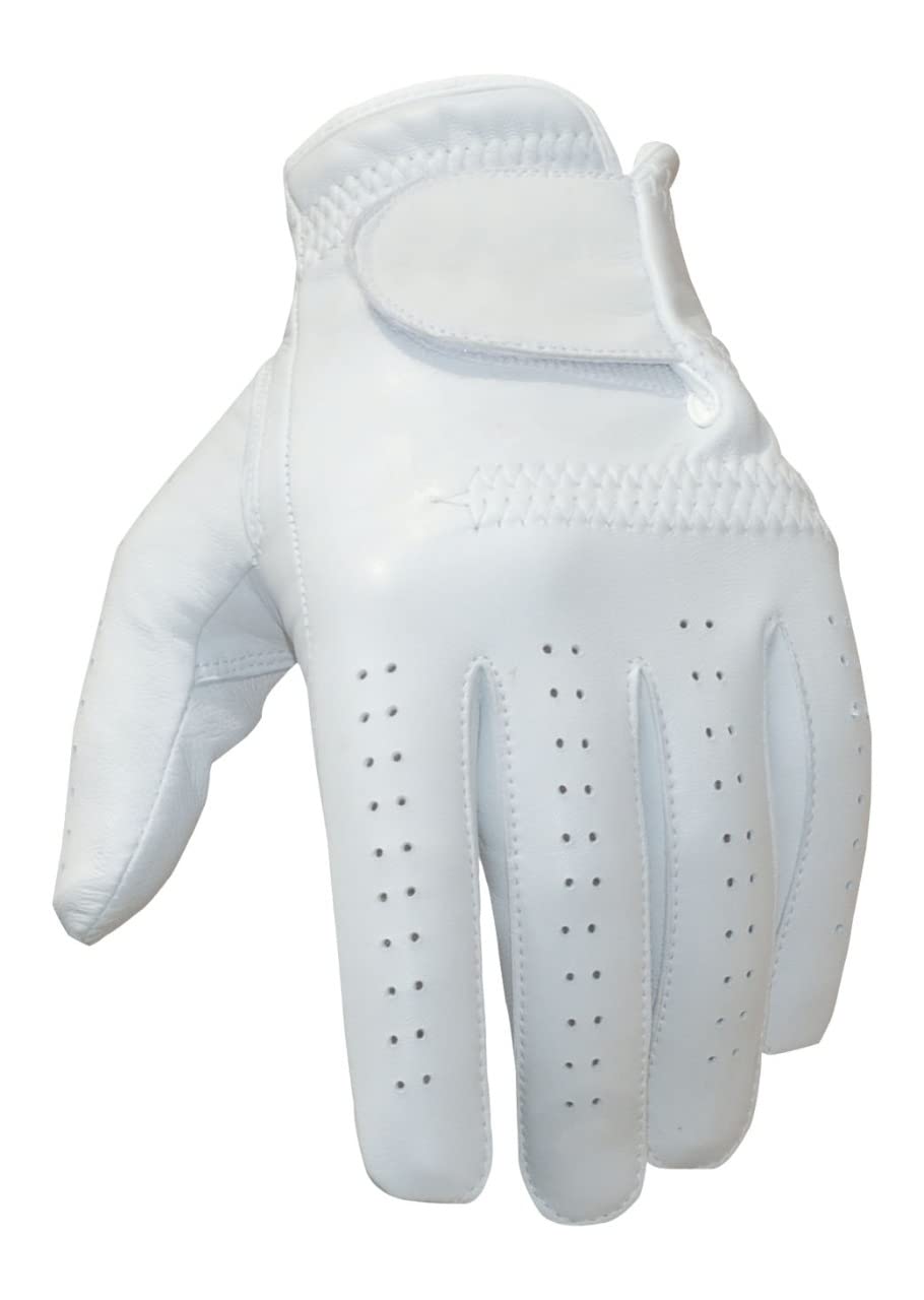 SportsImpex Golf Men's Golf Gloves Genuine Leather White Unlined Pack of 2 (White, Small)