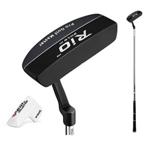 Golf Club Putter Men Right Hand Steel Rod Zinc Alloy Head R Stiffness Golf Putters Golf Practice with Golf Headcover (Black)