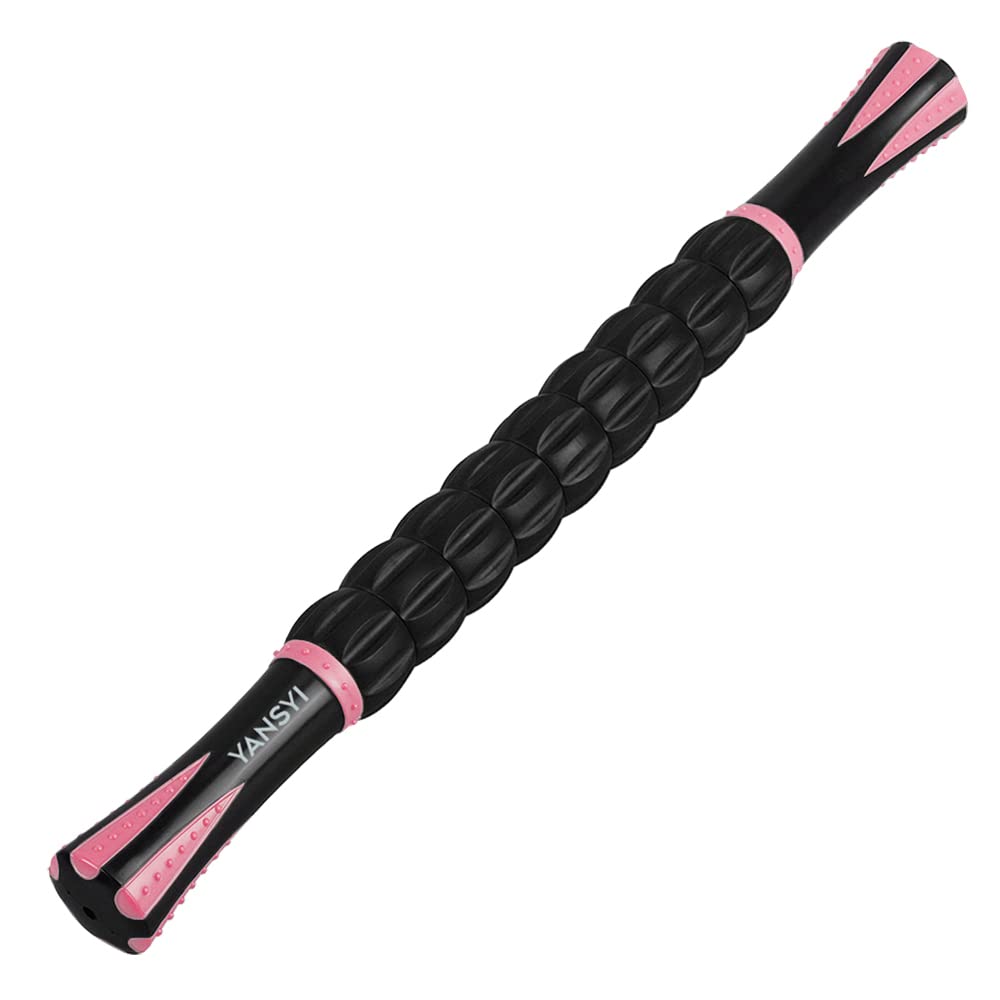 Yansyi Muscle Roller Stick for Athletes - Body Massage Roller Stick - Release Myofascial Trigger Points Reduce Muscle Soreness Tightness Leg Cramps & Back Pain for Physical Therapy & Recovery (Pink)