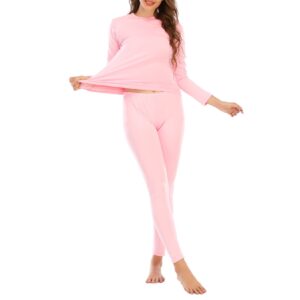 Century Star Thermal Underwear for Women Long Johns Set with Fleece Lined Base Layer Ultra Soft Women Thermal Set Pink Large