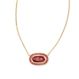 Kendra Scott Baguette Elisa Pendant Gold Red Mix One Size