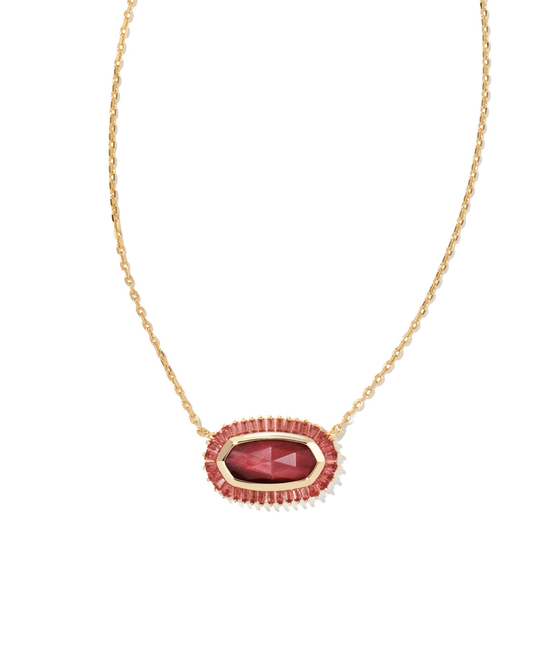 Kendra Scott Baguette Elisa Pendant Gold Red Mix One Size