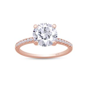 1.5ct moissanite rings for women, d color vvs1 clarity brilliant round cut solitaire lab created diamond moissanite ring 18k rose gold over sterling silver 4 prong moissanite engagement ring-10