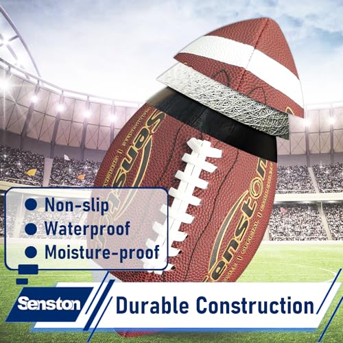 Senston Football Size 9/6 - Premium Composite Leather High School/Kids/Junior/Youth Football with Pump Size Football with Pump